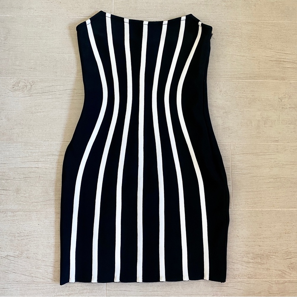 Bodycon Bandage Black and White Strapless Mini Dress
